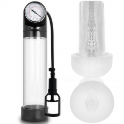 PUMP ADDICTED BOMBA ERECCIoN RX9 TRANSPARENTE CON MASTURBADOR