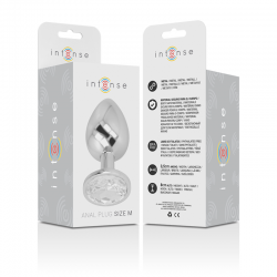 INTENSE PLUG ANAL METAL CON CRISTAL PLATA TALLA M