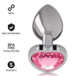 INTENSE PLUG ANAL METAL ALUMINIO CORAZoN ROSA TALLA S