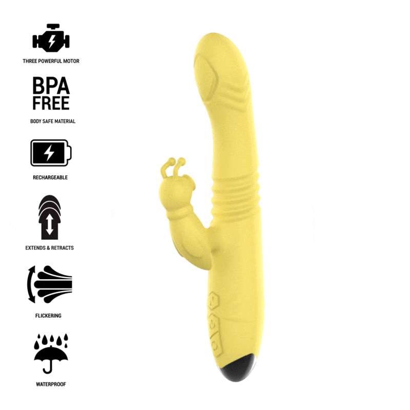 INTENSE TOKY VIBRADOR MULTIFUNCIoN RECARGABLE UP DOWN CON ESTIMULADOR DE CLITORIS AMARILLO