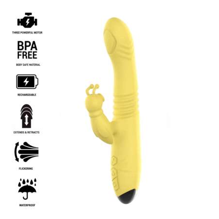 INTENSE TOKY VIBRADOR MULTIFUNCIoN RECARGABLE UP DOWN CON ESTIMULADOR DE CLITORIS AMARILLO