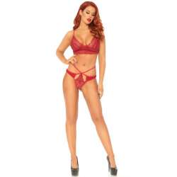 LEG AVENUE SET 2 PIEZAS CON TANGA DOBLE TIRANTA S M ROJO