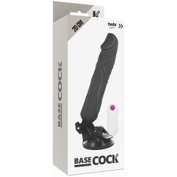 BASECOCK VIBRADOR REALISTICO CONTROL REMOTO NEGRO 20 CM