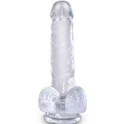 KING COCK CLEAR PENE REALISTICO CON TESTICULOS 135 CM TRANSPARENTE