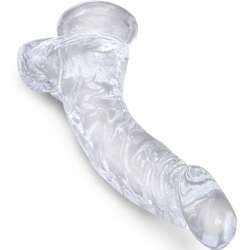 KING COCK CLEAR PENE REALISTICO CURVADO CON TESTICULOS 165 CM TRANSPARENTE