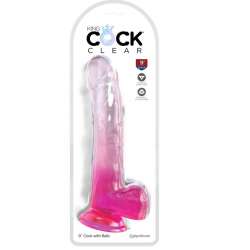 KING COCK CLEAR DILDO CON TESTICULOS 203 CM ROSA