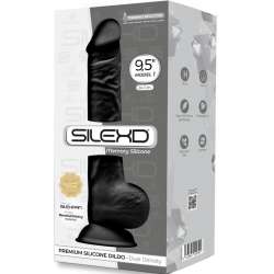 SILEXD MODELO 1 PENE REALISTICO SILICONA PREMIUM SILEXPAN NEGRO 24 CM