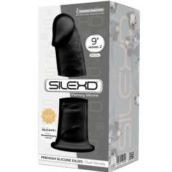 SILEXD MODELO 2 PENE REALISTICO SILICONA PREMIUM SILEXPAN NEGRO 23 CM