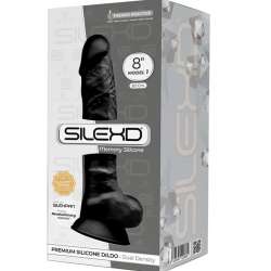 SILEXD MODELO 1 PENE REALISTICO SILICONA PREMIUM SILEXPAN NEGRO 20 CM