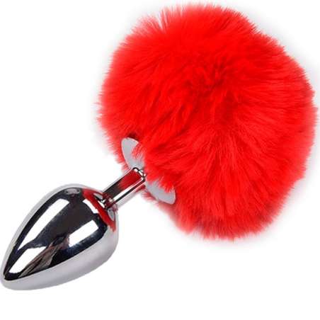 ALIVE ANAL PLEASURE PLUG LISO METAL POMPON ROJO TALLA L