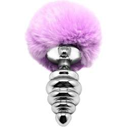 ALIVE ANAL PLEASURE PLUG ESPIRAL METAL POMPON VIOLETA TALLA M