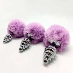 ALIVE ANAL PLEASURE PLUG ESPIRAL METAL POMPON VIOLETA TALLA M