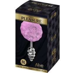 ALIVE ANAL PLEASURE PLUG ESPIRAL METAL POMPON VIOLETA TALLA M