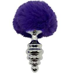 ALIVE ANAL PLEASURE PLUG ESPIRAL METAL POMPON VIOLETA OSCURO TALLA S