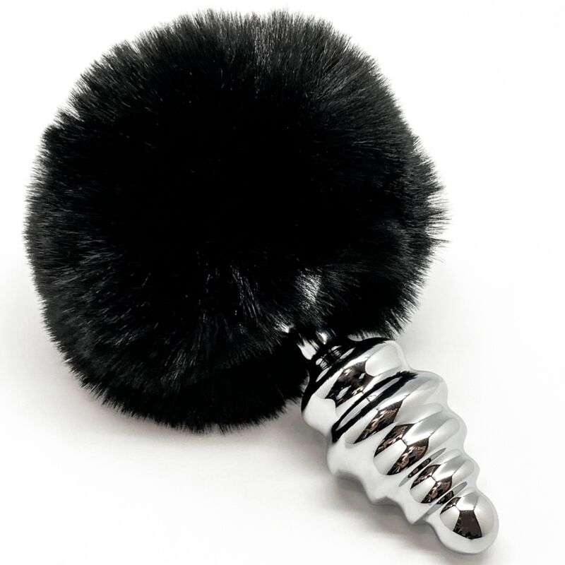 ALIVE ANAL PLEASURE PLUG ESPIRAL METAL POMPON NEGRO TALLA L