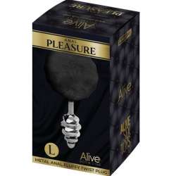 ALIVE ANAL PLEASURE PLUG ESPIRAL METAL POMPON NEGRO TALLA L