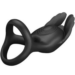 PRETTY LOVE ANILLO VIBRADOR SILAS 7 VIBRACIONES SILICONA NEGRO