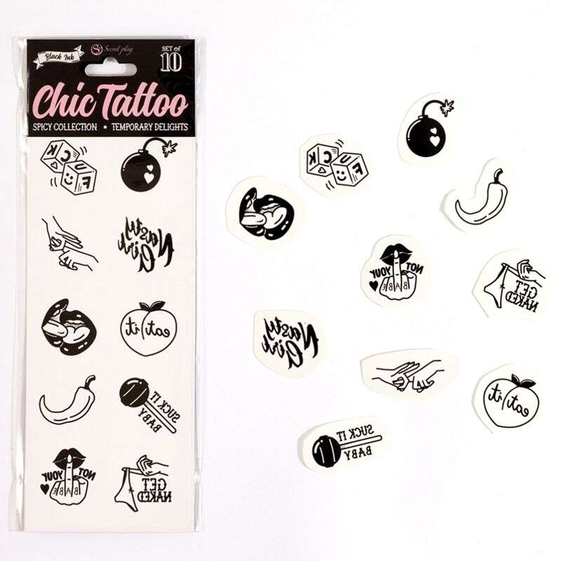 SECRET PLAY SET DE 10 TATTOOS TEMPORALES SPICY COLLECTION