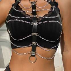 SUBBLIME ARNeS DE PECHO CADENAS CUERO NEGRO TALLA uNICA