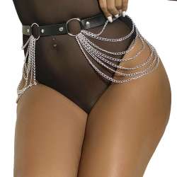 SUBBLIME CINTURON DE CADENAS CUERO NEGRO TALLA uNICA