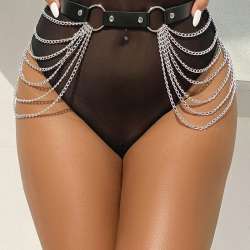 SUBBLIME CINTURON DE CADENAS CUERO NEGRO TALLA uNICA