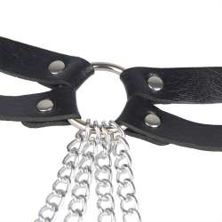 SUBBLIME CINTURON DE CADENAS ANILLAS CUERO NEGRO TALLA uNICA