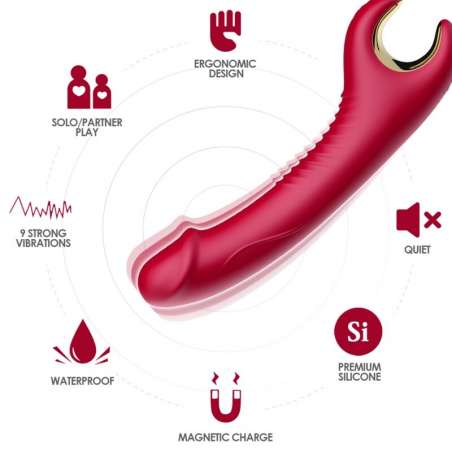 ARMONY PRINCE DILDO VIBRADOR ROTADOR ROJO