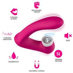 ARMONY SECRETKISS ESTIMULADOR CON LENGUA CLITORIS VIBRADOR CURVO FUCSIA