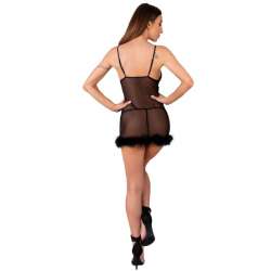 LIVCO CORSETTI FASHION ZERUNAM SET BABYDOLL TANGA NEGRO S M