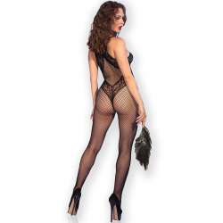 CHILIROSE CR 4691 BODYSTOCKING CROTCHLESS NEGRO S M