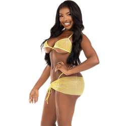 LEG AVENUE SET TRES PIEZAS DIAMANTES AMARILLO S M