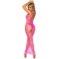 LEG AVENUE VESTIDO DE REJILLA LARGO FUCSIA TALLA uNICA