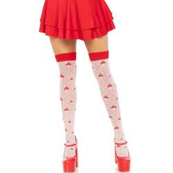 LEG AVENUE CALCETINES ALTOS CHAMPINONES ROJO BLANCO