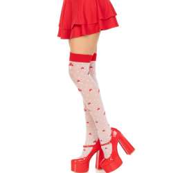 LEG AVENUE CALCETINES ALTOS CHAMPINONES ROJO BLANCO