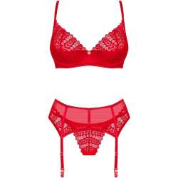 OBSESSIVE INGRIDIA SET DOS PIEZAS CROTCHLESS ROJO XL XXL