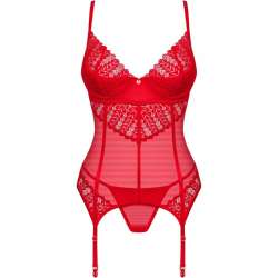 OBSESSIVE INGRIDIA CORSET TANGA ROJO XS S