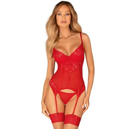 OBSESSIVE INGRIDIA CORSET TANGA ROJO M L