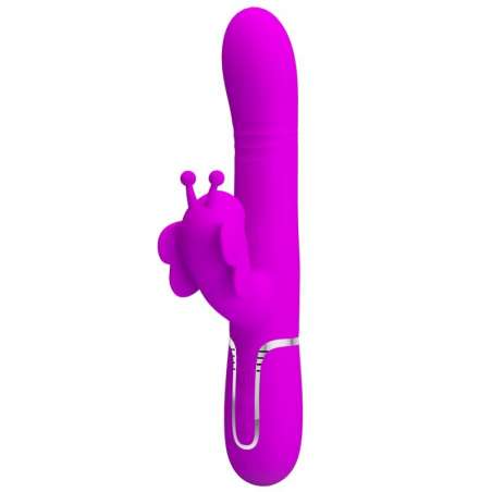 PRETTY LOVE VIBRADOR RABBIT MULTIFUNCIoN 4 EN 1 MARIPOSA FUCSIA