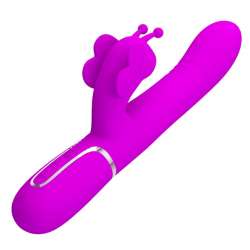 PRETTY LOVE VIBRADOR RABBIT MULTIFUNCIoN 4 EN 1 MARIPOSA FUCSIA