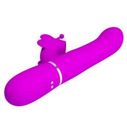 PRETTY LOVE VIBRADOR RABBIT MULTIFUNCIoN 4 EN 1 MARIPOSA FUCSIA