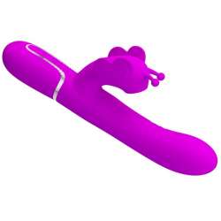 PRETTY LOVE VIBRADOR RABBIT MULTIFUNCIoN 4 EN 1 MARIPOSA FUCSIA