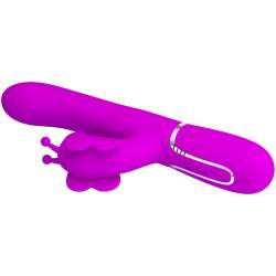 PRETTY LOVE VIBRADOR RABBIT MULTIFUNCIoN 4 EN 1 MARIPOSA FUCSIA