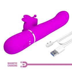 PRETTY LOVE VIBRADOR RABBIT MULTIFUNCIoN 4 EN 1 MARIPOSA FUCSIA