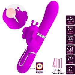 PRETTY LOVE VIBRADOR RABBIT MULTIFUNCIoN 4 EN 1 MARIPOSA FUCSIA