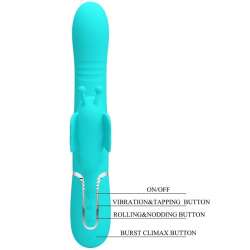 PRETTY LOVE VIBRADOR RABBIT MULTIFUNCIoN 4 EN 1 MARIPOSA VERDE AGUA