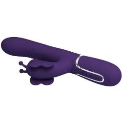 PRETTY LOVE VIBRADOR RABBIT MULTIFUNCIoN 4 EN 1 MARIPOSA MORADO