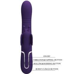 PRETTY LOVE VIBRADOR RABBIT MULTIFUNCIoN 4 EN 1 MARIPOSA MORADO