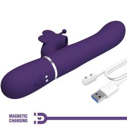 PRETTY LOVE VIBRADOR RABBIT MULTIFUNCIoN 4 EN 1 MARIPOSA MORADO