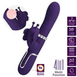 PRETTY LOVE VIBRADOR RABBIT MULTIFUNCIoN 4 EN 1 MARIPOSA MORADO