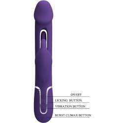 PRETTY LOVE KAMPAS VIBRADOR RABBIT 3 EN 1 MULTIFUNCIoN CON LENGUA VIOLETA